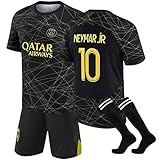 PSG Trikot Kinder Fußball Trikot Set 22/23 Neues Hause/Auswärts Fußballtrikot, Paris Fussball Trainingsanzug Sportshirt Herren/Junge Football Training Tshirts, Shorts und Socken Anzug