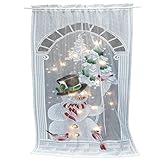 Uposao Weihnachten Vorhänge Tür Scheibengardine Weihnachtsmann Gardine Spitze Moderne und transparente Gardine zu Weihnachte Vorhang Weihnachtsgardine für Fenster Küche Badezimmer Tür, 40 in * 80 in