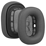 Ersatz-Ohrpolster for Over-Ear-Kopfhörer – Kompatibel mit Apple AirPods Max – Proteinleder, Memory-Schaum, Geräuschisolierung, strapazierfähiges Netzgewebe und weicherer Schaumstoff – Dunkelgrau
