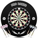 Pennpliy 45,7 cm große Borsten-Dartscheibe für Erwachsene, EVA-Dartscheiben-Surround-Wandschutz mit 6 Stahlspitzen-Dartpfeilen für Outdoor-Dartscheiben-Set, Dartscheiben mit drehbarem Zahlenring für