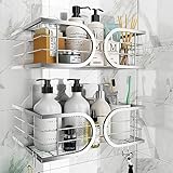 Adurei Duschablage ohne Bohren Edelstahl 304 Großes Fassungsvermögen Rostfrei Duschablage Duschkörbe Organizer Regal Badregal für Badezimmer und Toilette 2 Stück - Silber