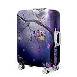 Highdi Schmetterlings-Blumenstil Kofferschutzhülle,Kratzfest Staubdicht Kofferhülle,Koffer Schutzhülle Elastisch Kofferhülle Kofferschutzhülle,Kofferüberzug mit Reißverschluss (Lila,XL)