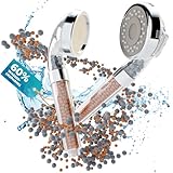 BATHFUSION Duschkopf mit Mineralsteinfilterung, wassersparend mit mehr Wasserdruck, Handbrause mit Regendusche und Massage Funktion