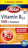 Abtei Vitamin B12 500 plus Folsäure Tabletten - Für Nervenfunktion, Energiestoffwechsel, Immunsystem - VORRATSPACK mit 90 Tabletten