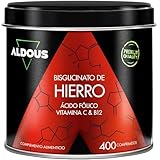 Eisenpräparat 28 mg + Vitamin C, B12 und Folsäure - 400 Tabletten - Eisenbisglycinat und Vitamin C - Rote Blutkörperchen, Hämoglobin - Vitamine gegen Müdigkeit - Vegan - Eisen - Aldous