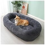 JFGCTYHXY Hundebett, Großes Hundebett, Luxus-Hundebett Doze Off, wasserdichtes, waschbares Bett, Kunstfell, Flauschiges(Dark Gray,165cm/63in)