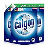 Calgon 4in1 Power Gel – Wirksam gegen Kalk, Schmutz und Gerüche – Schützender Wasserenthärter für die Waschmaschine – 3 x 1,2 l in praktischer Nachfüllpackung