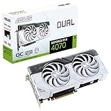 ASUS Dual GeForce RTX 4070 OC White Edition 12GB GDDR6X Gaming Grafikkarte (NVIDIA GeForce RTX4070 DLSS3, PCIe 4.0, 1x HMDI 2.1, 3X DisplayPort 1.4a, DUAL-RTX4070-O12G-WHITE) weiß