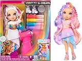 Rainbow High Air Brush & Create - 1 DIY Modepuppe mit Airbrush Market Kit, Abwaschbaren Regenbogen-Filzstiften Langen Haaren, Lila Augen, Kreatives Spiel für Kinder von 4 bis 12+