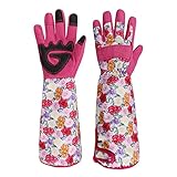 OLSON DEEPAK Lange Gartenhandschuhe Damen Dornenfest Rosenhandschuhe Touchscreen mit Unterarmschutz und Verstärkten Handflächen Beste Gartengeschenke