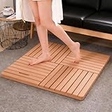 Große rutschfeste wasserdichte Holz-Duschmatte für Badezimmer und Spa, für Innen- und Außenbereich, 70 x 90 cm, perfekt für Sauna, Pool, Whirlpool, Marrone