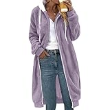 Damen Fleecejacke Hoodie Kapuzenpullover Teddyjacke PlüSchjacke Kuscheliger Langarm Fleecemantel Mit Taschen Kapuzenjacke Langarm Teddy Mantel Winter Coat Cardigans Warm Outwear