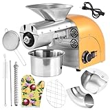 ZenSeFarin Elektrische Ölpresse 1250W Öl Presse 0-300°C Kalte Öl heiße Maschine Edelstahl Öl Presse Maschine für Nüsse, Erdnüsse, Sesam, Mandel, Golden,220V