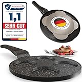 Amalindo Pancake Pfanne Induktion, 4 Loch, Pancake Form, Spiegeleipfanne, Pfannkuchen Maker, Poffertjes maker, Antihaft-Pfanne, Eierpfanne, Spiegelei-Pfanne, Pancakes Pfanne, Ø26cm
