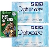 Healthy Surplus Optixcare Augenreinigungstücher für Hunde und Katzen, 50 Stück, 2 Packungen (insgesamt 100 Tücher) und Vitalvolumen, Haustierpflege-Karte, Paket