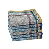 HOULIFE 3/6 Stücke Herren 100% Baumwolle Weich Stoff Taschentücher Einstecktuch mit Jacquard-Muster, 16.73x16.73’’/42.5x42.5cm (Gemischt - 6 Stücke)