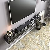 Hängender TV-Schrank, schwebender TV-Schrank aus Holz mit Router-Kabelloch und 3 Flügeltüren, TV-Medienkonsole für Wohnzimmer, Schlafzimmer/Weiß/150 cm/Schwarz/120 cm