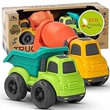 Cicili LKW Spielzeug ab 1 Jahr, nachhaltiger Bio-Kunststoff Kinder Set ab 2 Jahr Indoor Outdoor Sandspielzeug für Mädchen Jungen, Badewannenspielzeug Sandkasten (Grüner)