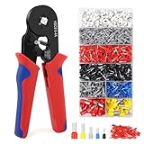 AOOWU Crimpzange Kabelschuhe Set, Kabelschuhzange Crimpzange, Selbsteinstellend, Krimpzange, Crimpzangen, Aderendhülsenzange mit 1800 stück Aderendhülsen Tool Kit für 0.25-10mm²