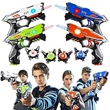 JOYENDER Laser Tag Lasertag Set Kinder Pistolen und Westen 4 Players Laser Spiele für Kinder Pistole Laser Tag Set für Teenager Familie Pistole Spielzeug Geschenk Idee Junge 5 6 7 8 9 10 11 12 Jahre