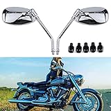 BREDUXSER Chrom Motorrad Lenker Spiegel Rückspiegel, M10 M8 Rückspiegel moto mit Packung Schraube für Scooter Street Bike Cruiser Chopper Sport Bike ATV