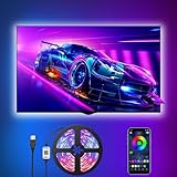 Romwish USB Bluetooth LED TV-Hintergrundbeleuchtung,RGB 5050 Wird mit Musik Synchronisiert und per App-Steuerung Verbunden und Kann für 40–50 Zoll Große Geräte Verwendet Werden.Geeignet für Schlafzimm