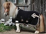 Zaraa Abschwitzdecke Paradedecke mit Kragen Anti Pilling Fleece Schwarz Silber- oder Goldfarben, Rosegold Minishetty Shetty Welsh Pony 70 80 90 100 110 (Schwarz/Rosegold-Goldfarben, 70)