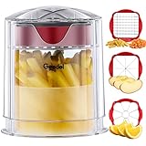 Geedel Pommesschneider, Kartoffelschneider mit 3 Klingen Schnellschnitt, Apfelschneider Spart Mehr Zeit, Pommes Schneider Edelstahl für Pommes, Gurke, Karotte, Apfel, Gemüse und Obst