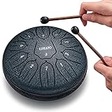 LEKATO Tongue Drum 6 Zoll 11 Tone, D-Dur Zungentrommel Schlagzeug Anfänger, Steel Pan Töne Schlaginstrument Hand Pan Drum für Meditation Yoga Klangheilung, Navy Blau