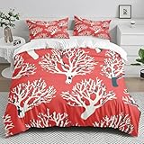 Sommerbettwäsche Orange Muster Soft Bettwäsche- Polyester Mikrofaser Mit Reißverschluss, 2 Kissenbezüge 50X85 cm, Breathable Deckenbezug (150X200Cm)