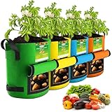 4 Stück Bunte Kartoffel Pflanzsack, 10-Gallonen 40L Pflanzsack mit Klappe, Kartoffelbeutel für den Kartoffelanbau, Kartoffelpflanzgefäß, Kartoffelanbaubehälter, Pflanzen Tasche