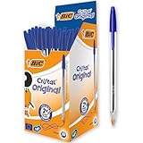 BIC 8373609 Kugelschreiber Cristal Medium, Blau, Strichstärke 0,4mm, 50 Stück