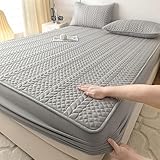 Tolldek Bettlaken Hellgrau 150x200cm Verstaubar, Weizen Muster Bettlaken Organizer Einfarbig, Matratzenschutz Polyester Baumwolle Spannbettuch Laken für Boxspringbett & Wasserbett