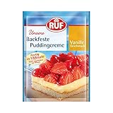 RUF Backfeste Puddingcreme mit Vanille-Geschmack, Puddingpulver als Grundlage für Erdbeerkuchen & Obst-Törtchen, schnell zubereitet, glutenfrei, 42g