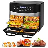 Avilia Luftfritteuse 12 l mit Doppeltür von 6 l, 10 voreingestellte Programme, inklusive Grillrost, Backblech und 3 Körben, Leistung 2400 W, ideal für Familien und große Abendessen