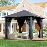 Devoko Pavillon 3x3 Wasserdicht Stabil,Gartenpavillon Winterfest,Partyzelt UV50+ Alu Pavillion,Plane Pavilion für Hinterhof,Gartenzelt Grau