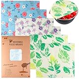 6 Stücke Bienenwachs Wraps Wachspapier Bienenwachstücher aus Natürlichem Bienenwachs & Öko Natürlich Umweltfreundlich Bio Baumwolle Wrap Wiederverwendbar Wachspapier für Lebensmittelecht