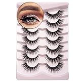 Onlyall Wimpern Falsche Künstlichewimper Mink Fake Lashes 3D Volumenwimpern Fluffy False Eyelashes Cat Eye Weiche Dramatische Flauschige 16MM 7Pair A04