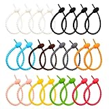 Belvanr Rouladen Silikonbänder 24 Stück Bunte Silikon Krawatten Tasche Colorful-Silikon Krawatten Kabelbinder Bunte Tasche Clip Beutelverschluss Kabelbinder Rouladenbinder