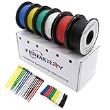Fermerry 30 AWG Litzendraht Silikon verzinnte Kupferdrahtspule je 10 Fuß 6 Farben Flexible 30 Gauge Kit 0.05mm² Kabel Electrical Wire Anschlusskabelsatz 200 C Elektrischer Sortiment Schaltlitze