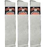 Kniehohe Socken für Damen und Herren, lockere Passform, kniehoch, hergestellt in den USA, gepolsterte Sohle - Wei� - X-Large