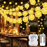 btfarm Lichterkette Batterie Lampions mit Fernbedienung, 8M 20 LED Lampions Wasserdicht mit Timer, 8 Modi Wasserdicht Lampion Batterie für Balkon Hochzeit Party Hof Innen Deko