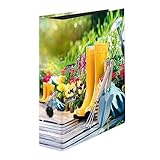 Original Falken Motiv-Ordner Garden. Made in Germany. 8 cm breit DIN A4 Ringordner Aktenordner Briefordner Büroordner Plastikordner Motivordner