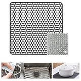 Hsyadazi Spülbeckenmatte 30.5 * 30.5cm, Zusammenklappbar rutschfeste Spülbeckenmatte, Geschirrtrocknungsmatte, Silikon Spülbeckeneinlage mit Reinigungsbürste
