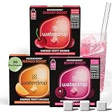 waterdrop® Microenergy Set, Energy Drink Pulver, 36 Würfel Getränkepulver, Mango, Kirsche & Brombeere Geschmack, Zuckerfrei & Kalorienarm, Mit 90 mg Natürlichem Koffein, Vitamin C & B – Flavour Drops