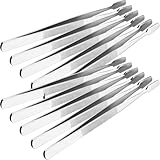 Hohopeti Edelstahl Flachkopf Pinzette 10 Stück für Präzisionsarbeiten Basteln Wimpernkleber Zubehör Silber