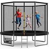 Devoko Trampolin Outdoor Ø 183/228/305/366/427 cm, Indoor Trampolin Kinder Gartentrampoline, Komplettset mit Schuhnetz, Leiter, Randabdeckung, Sicherheitsnetz