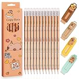 ElevaPulse Capybara Radiergummi Set, 12 Capybara Stifte mit 4 Radiergummis, Lustige Bleistifte Kinder Mitgebsel für Schule und Geburtstagsparty, Capybara Stift und Radiergummi für Kinder