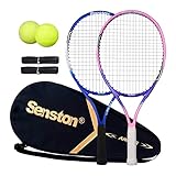 Senston Tennisschläger 23” für 2 Spieler, One-Piece-Design Tennis Schläger Set mit Tennistasche,Overgrip,Tennisbälle