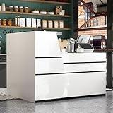 Empfangstheke,Rezeptionstheke,L-förmiger Emfpangstresen,Rezeptionstisch mit abschließbarer Schublade,Rezeptionstresen mit offenem Trennwandregal,Verkaufstheke für Büro,Klinik,Hotel,Cafe,weiß